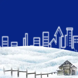 唯美蓝色场景建筑免抠