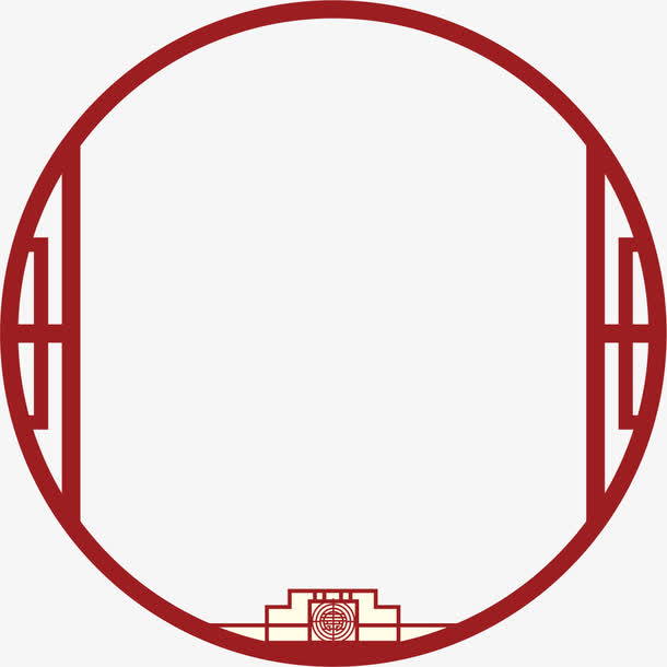 古典圆形木框免抠