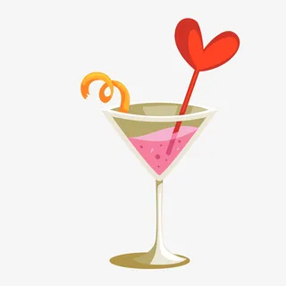 红色心形鸡尾酒矢量图免抠