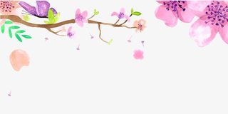 水彩绘粉色花卉矢量图免抠