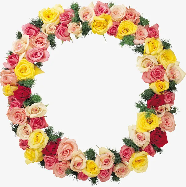 清新鲜花花环免抠