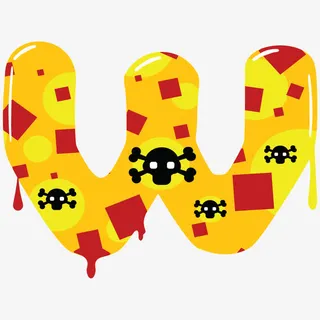 卡通手绘怪物字母w免抠