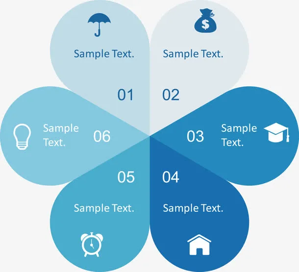 蓝色花瓣并列关系免抠