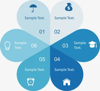 蓝色花瓣并列关系免抠
