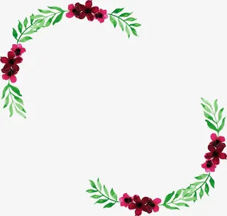 水彩花朵树枝边框免抠