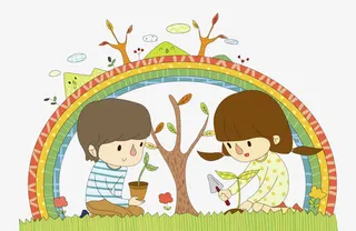 彩虹桥下种树免抠