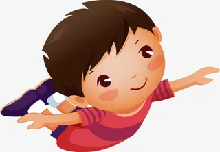 卡通儿童飞翔六一儿童节61男孩免抠