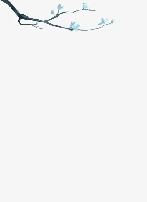 树枝蓝色花朵装饰免抠