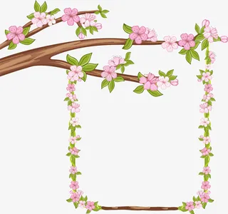 春暖花开花朵边框免抠