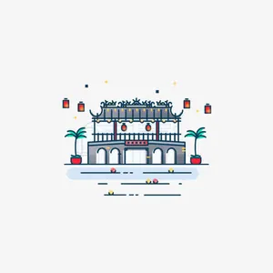 扁平化中国元素建筑免抠