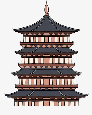 阁楼手绘风格卡通免抠