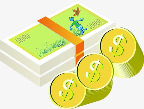 手绘卡通绿色金币免抠