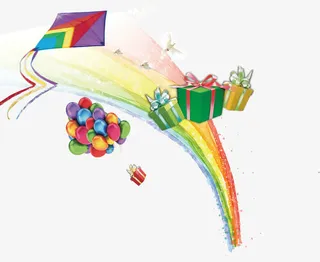 缤纷彩色礼品气球风筝免抠