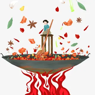 简约卡通秋冬火锅美食PNG插画免抠