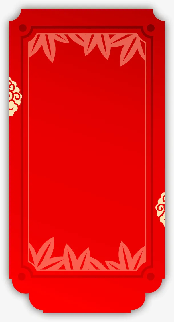 红色中国风竹叶标签免抠