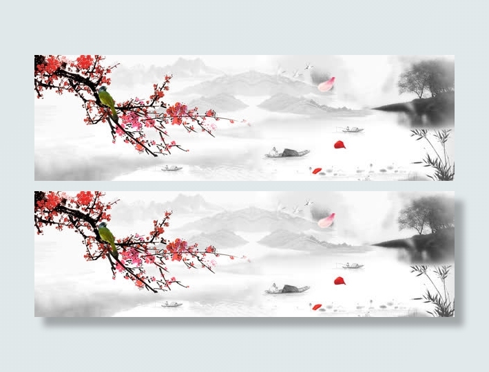 山水画背景banner