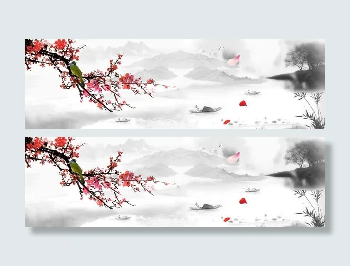 山水画背景banner