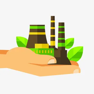 绿色环保建筑图案免抠