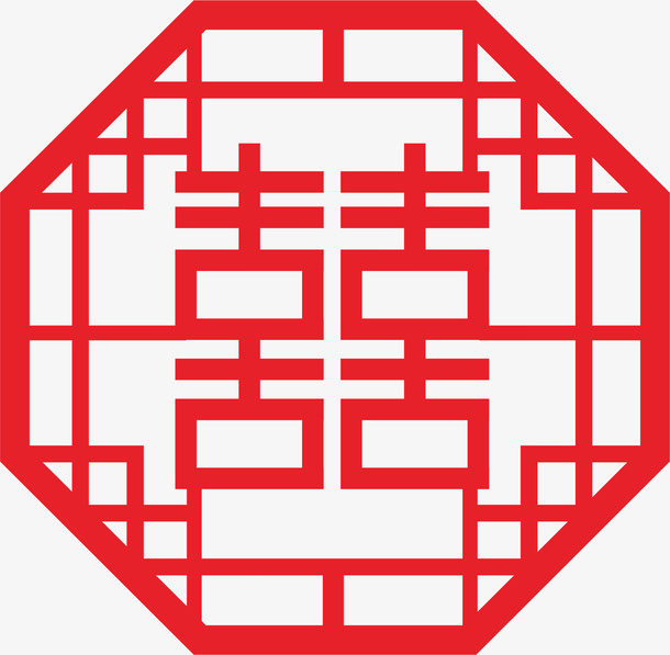 喜字文艺园林窗子免抠