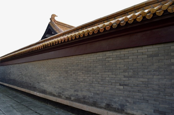 深灰色中国风古代围墙免抠