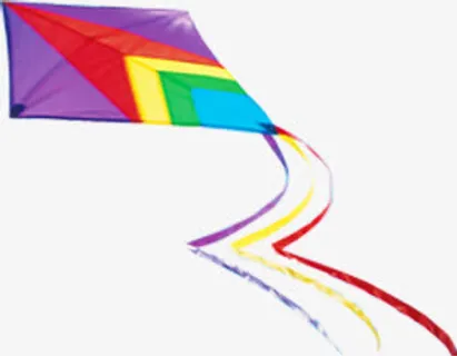 手绘纸风筝清明踏青海报免抠