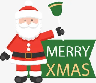 手绘卡通绿色圣诞节标签免抠