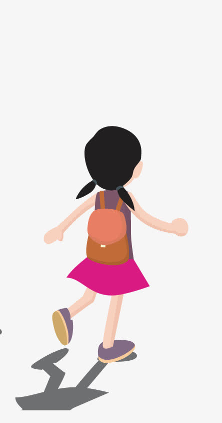 卡通上学女孩免抠