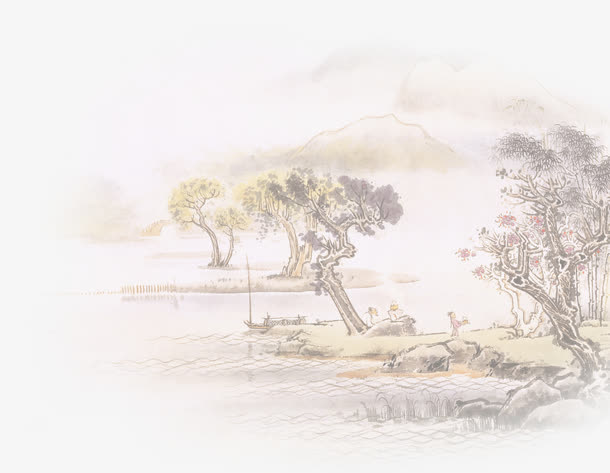 中国风古代风景插图免抠