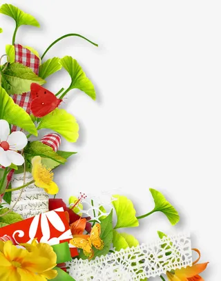 花卉画花卉设计素材 卡通清新树免抠