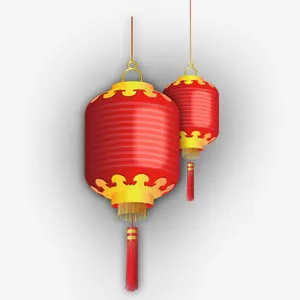 欢乐鸡年展板灯笼免抠