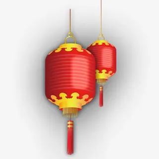欢乐鸡年展板灯笼免抠