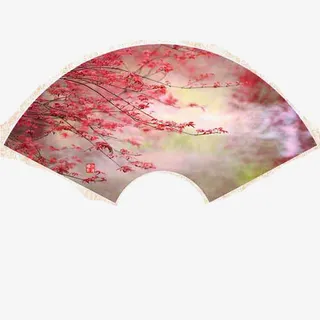 扇形水墨画边框免抠