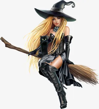 万圣节拿着扫把的女巫21免抠