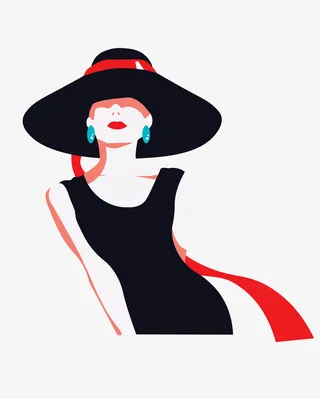 女神简约扁平半身像免抠