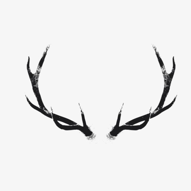 麋鹿 鹿角  白底  黑色免抠