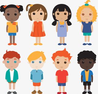 8款可爱站姿儿童矢量素材免抠