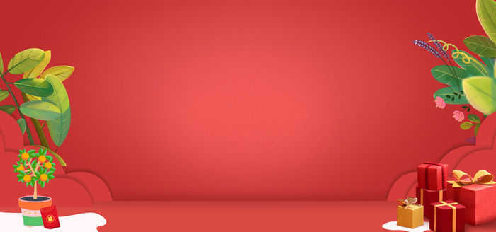 天猫年货大典大气扁平化红色女装海报背景高清