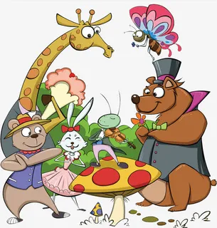 狗熊长颈鹿蝴蝶兔子动物免抠