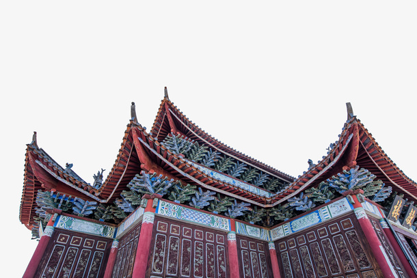 地方民族特色彩色墙檐免抠