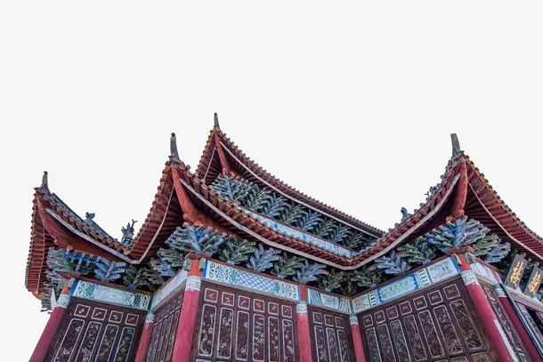 地方民族特色彩色墙檐免抠
