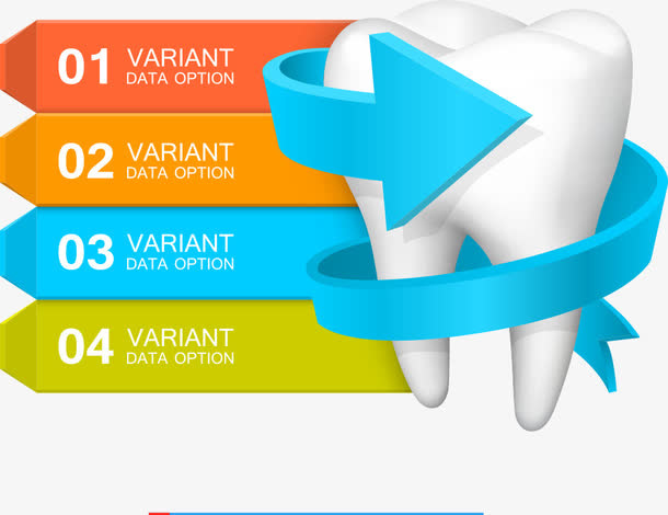 矢量牙齿蓝色箭头PPT免抠