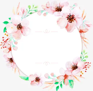 粉色浪漫春季花环免抠