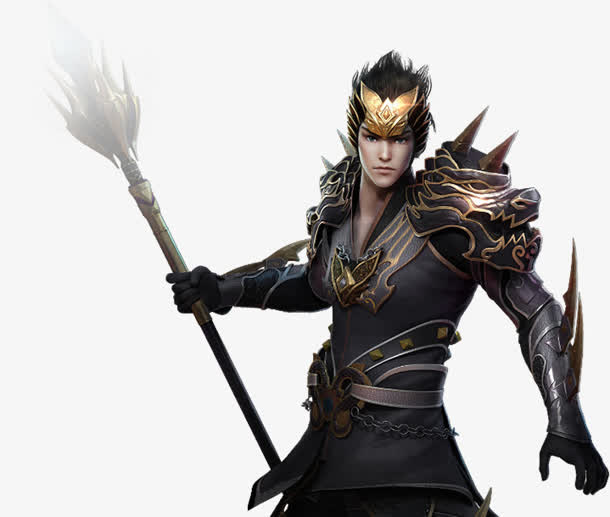 金冠黒甲将士古风手绘动漫免抠