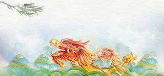 传统端午节赛龙舟景色蓝天背景高清