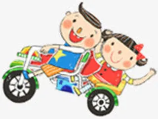 六一儿童节61小孩骑车可爱免抠