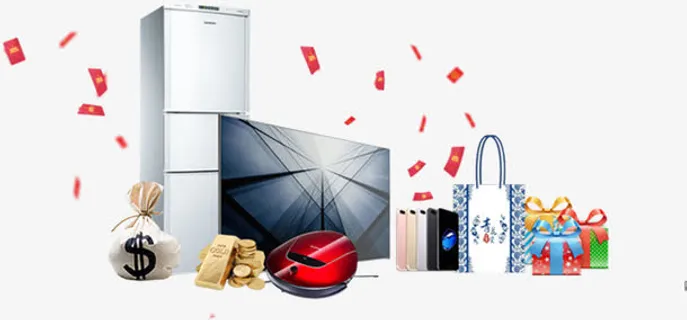 电商活动红包雨手拿袋礼物装饰免抠