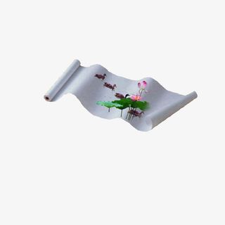 绿叶荷花画卷免抠