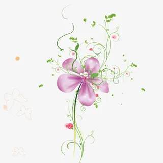 中国风手绘紫色花朵装饰免抠