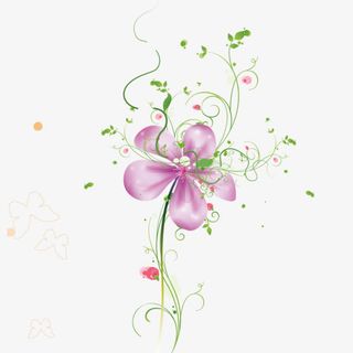 中国风手绘紫色花朵装饰免抠