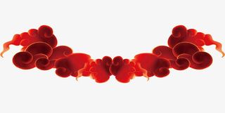 红色新春祥云装饰图案PNG免抠